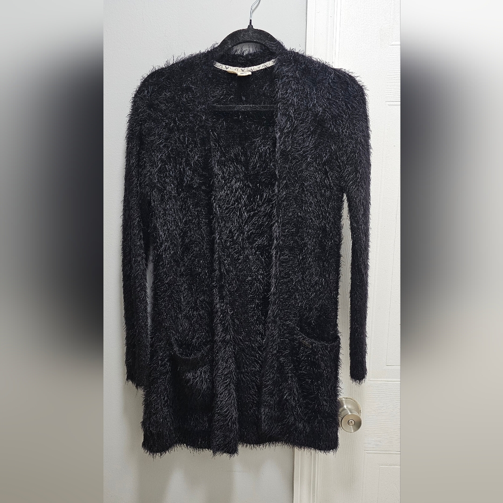 ROXY Black Soft Fuzzy Open Cardigan Sweater | XS/S